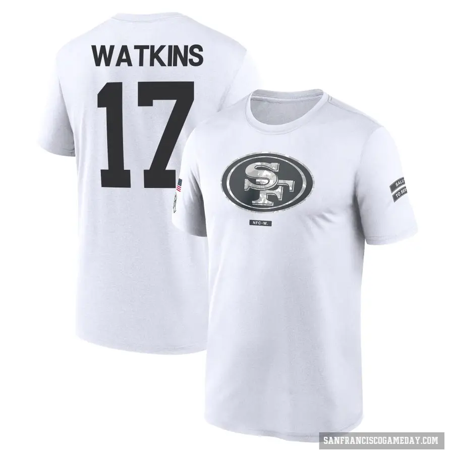 Youth ＃17 Jordan Watkins San Francisco 49ers White 2024 Salute to Service Performance T-Shirt