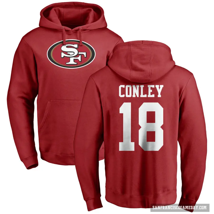 Youth ＃18 Chris Conley San Francisco 49ers Red Pro Line Logo Pullover Hoodie