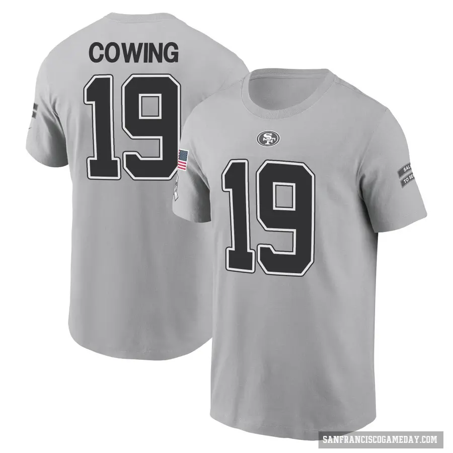 Youth ＃19 Jacob Cowing San Francisco 49ers Gray 2024 Salute to Service T-Shirt