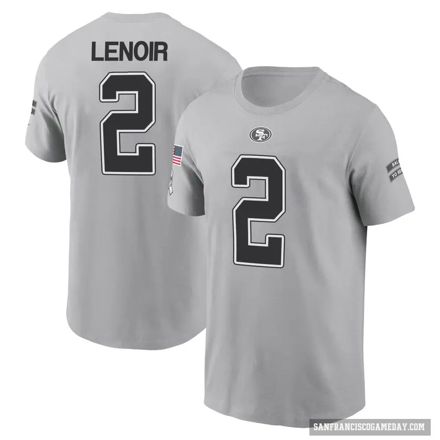 Youth ＃2 Deommodore Lenoir San Francisco 49ers Gray 2024 Salute to Service T-Shirt