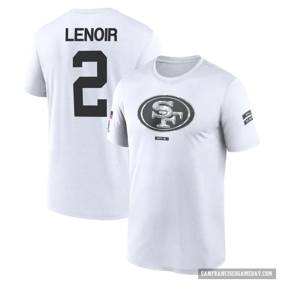 Youth ＃2 Deommodore Lenoir San Francisco 49ers White 2024 Salute to Service Performance T-Shirt