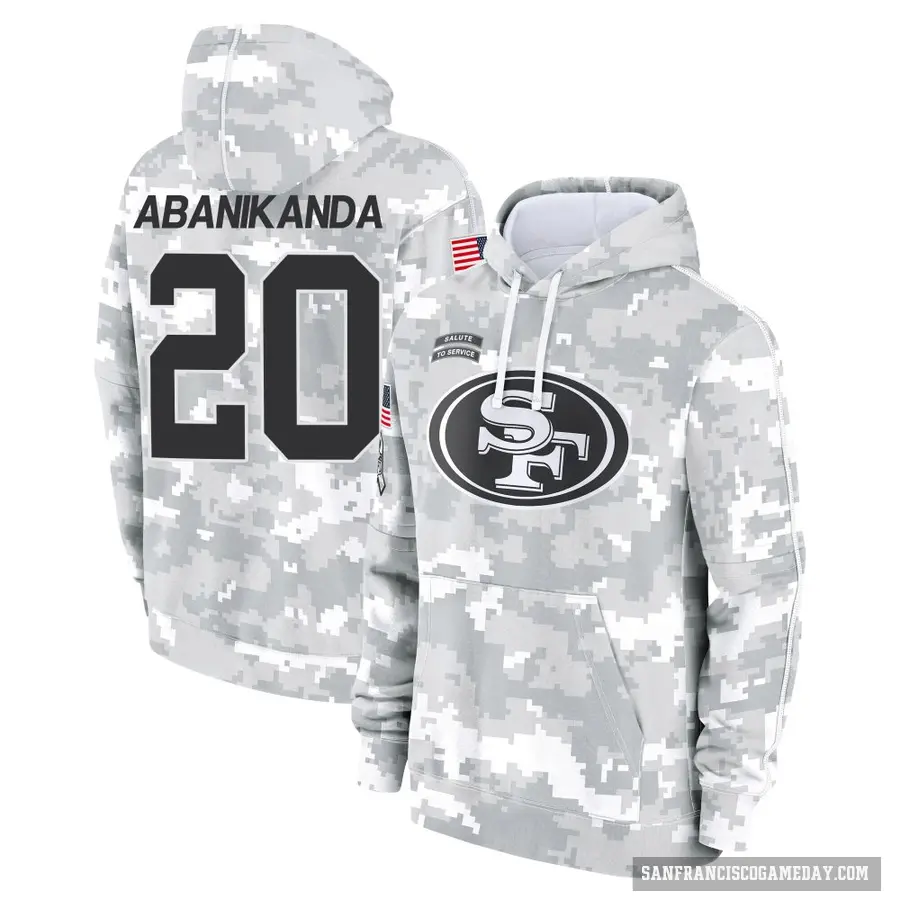 Youth ＃20 Israel Abanikanda San Francisco 49ers Arctic Camo 2024 Salute to Service Club Fleece Pullover Hoodie