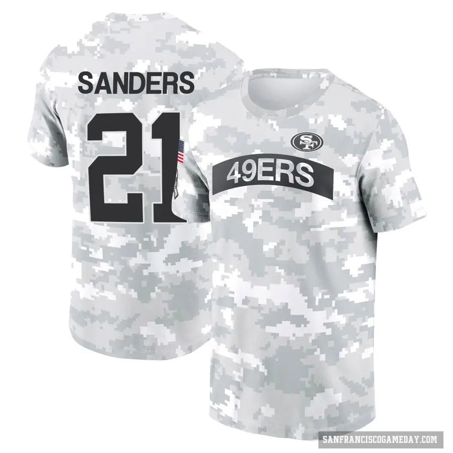 Youth ＃21 Deion Sanders San Francisco 49ers Camo Arctic 2024 Salute to Service Performance T-Shirt