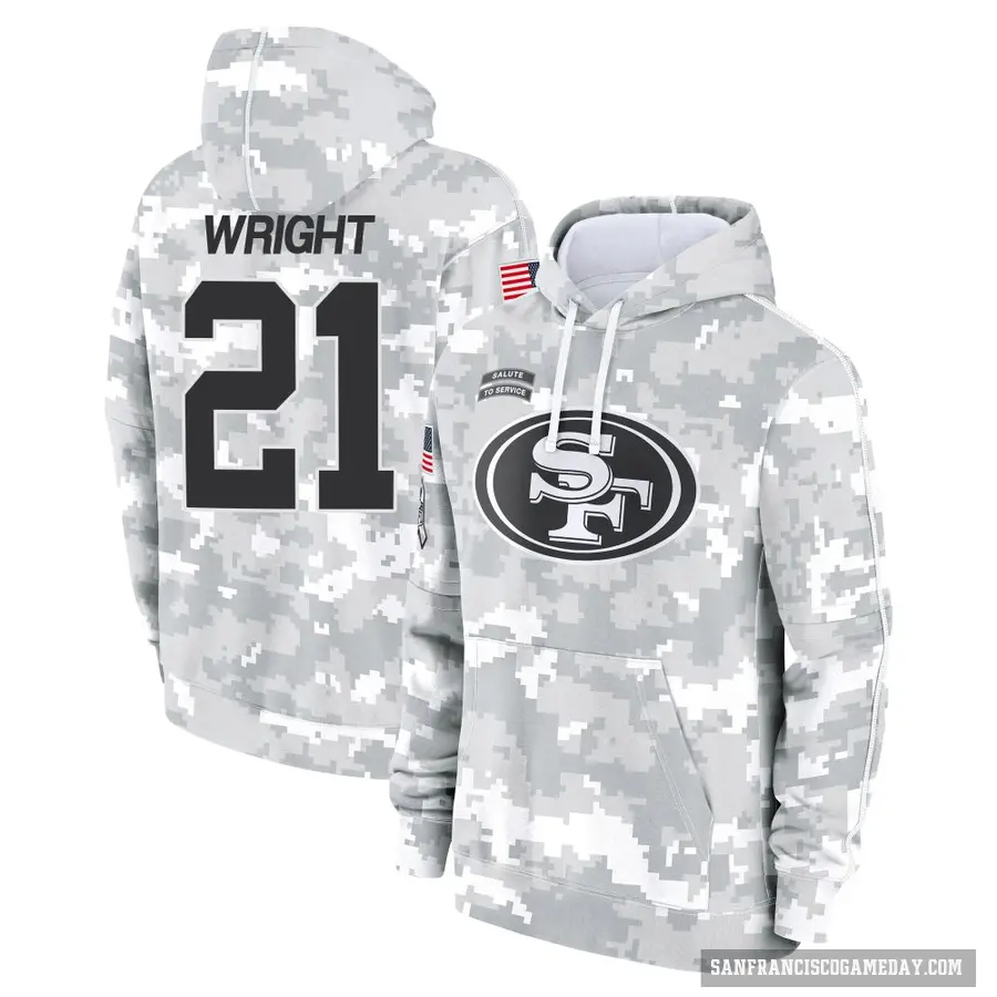 Youth ＃21 Eric Wright San Francisco 49ers Arctic Camo 2024 Salute to Service Club Fleece Pullover Hoodie