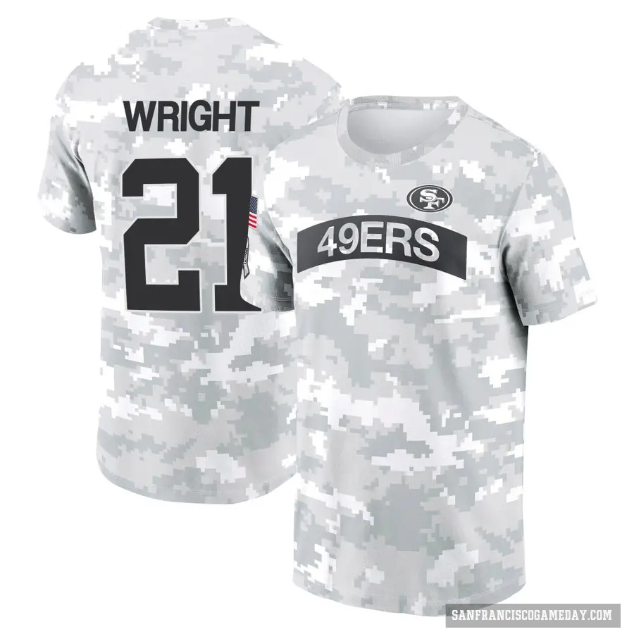 Youth ＃21 Eric Wright San Francisco 49ers Camo Arctic 2024 Salute to Service Performance T-Shirt