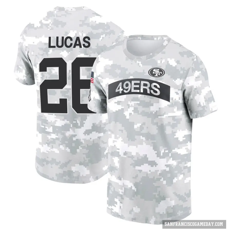 Youth ＃26 Chase Lucas San Francisco 49ers Camo Arctic 2024 Salute to Service Performance T-Shirt