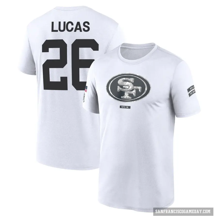 Youth ＃26 Chase Lucas San Francisco 49ers White 2024 Salute to Service Performance T-Shirt