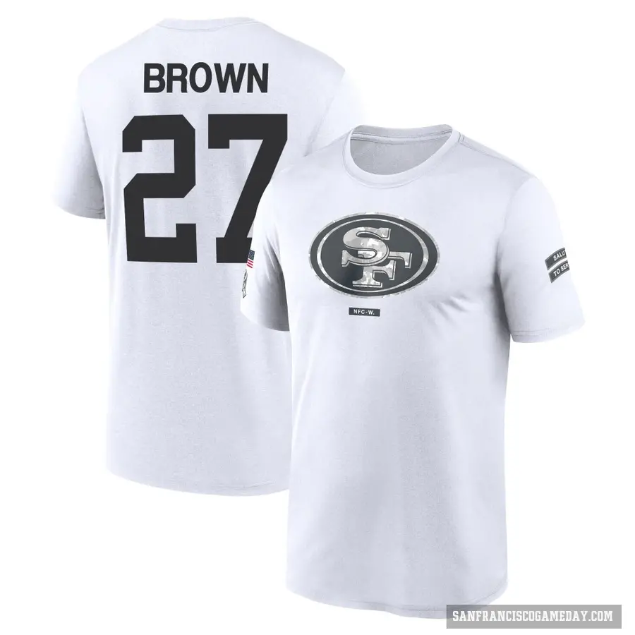 Youth ＃27 Ji'Ayir Brown San Francisco 49ers White 2024 Salute to Service Performance T-Shirt