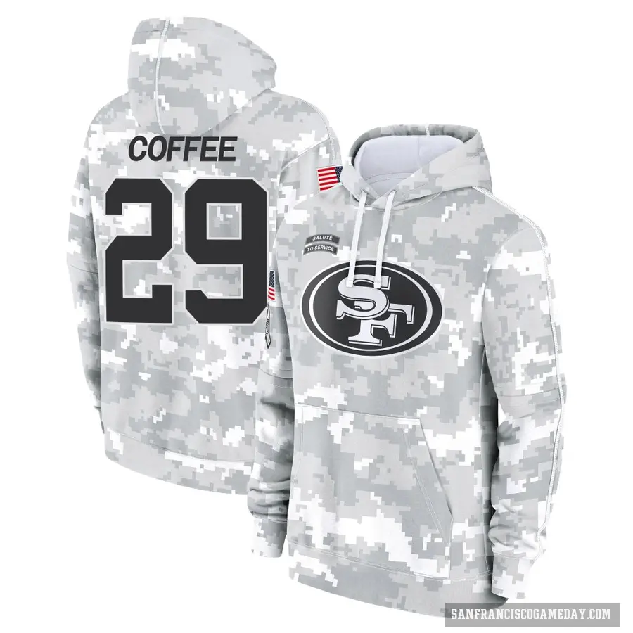 Youth ＃29 Glen Coffee San Francisco 49ers Arctic Camo 2024 Salute to Service Club Fleece Pullover Hoodie