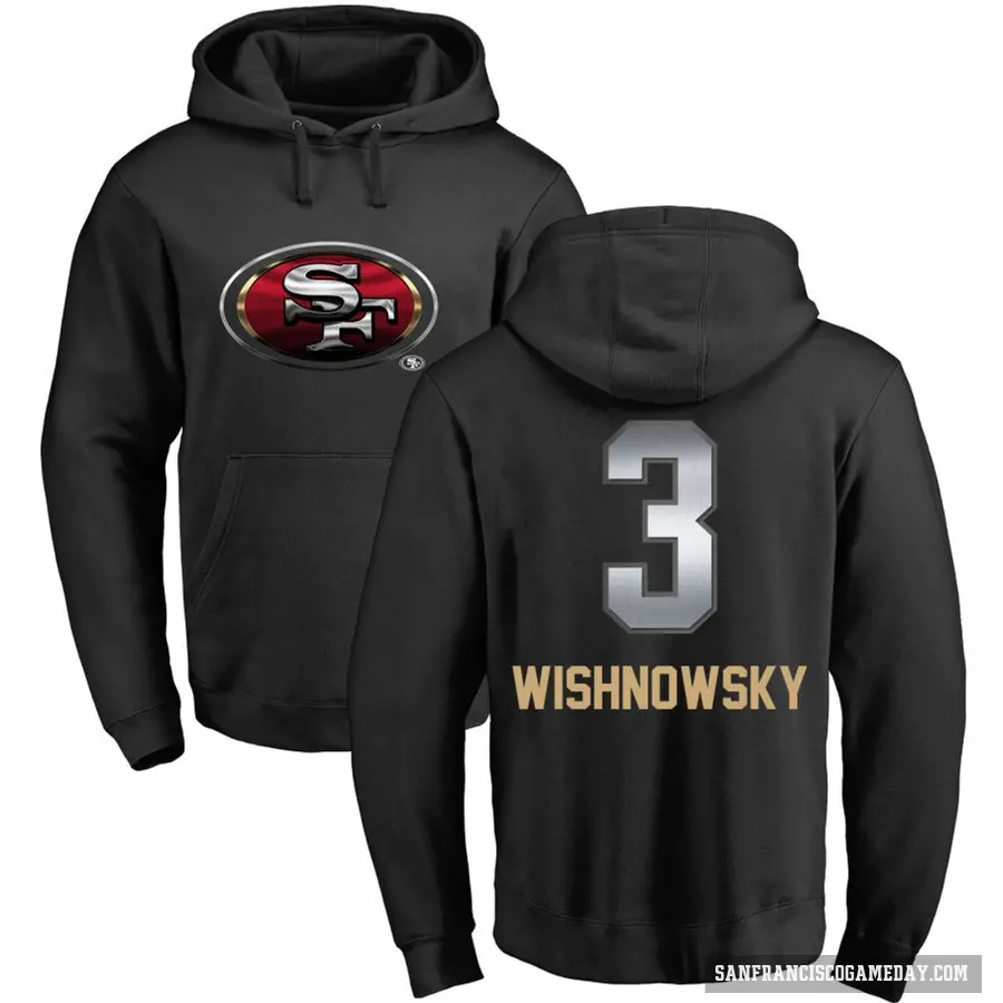 Youth ＃3 Mitch Wishnowsky San Francisco 49ers Black Midnight Mascot Pullover Hoodie