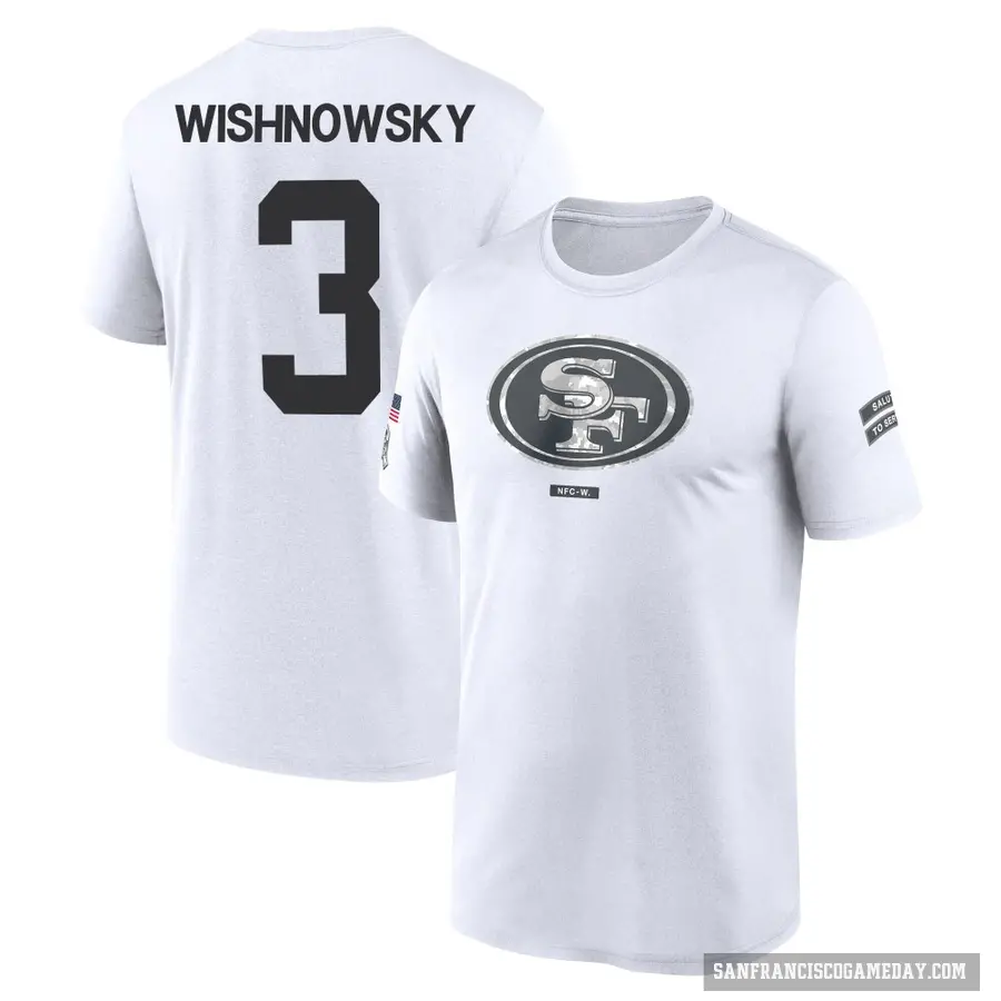 Youth ＃3 Mitch Wishnowsky San Francisco 49ers White 2024 Salute to Service Performance T-Shirt