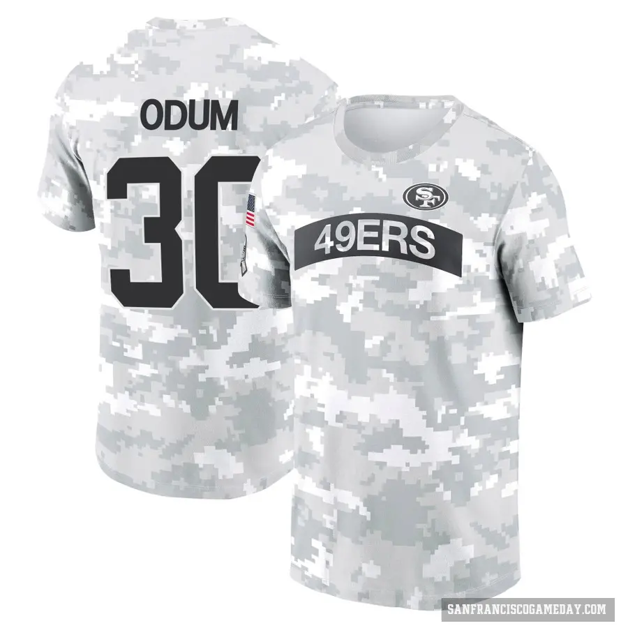 Youth ＃30 George Odum San Francisco 49ers Camo Arctic 2024 Salute to Service Performance T-Shirt