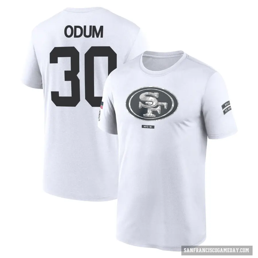 Youth ＃30 George Odum San Francisco 49ers White 2024 Salute to Service Performance T-Shirt