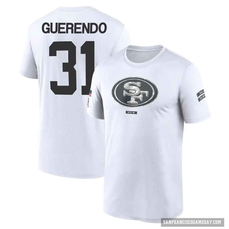 Youth ＃31 Isaac Guerendo San Francisco 49ers White 2024 Salute to Service Performance T-Shirt