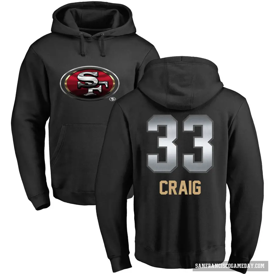 Youth ＃33 Roger Craig San Francisco 49ers Black Midnight Mascot Pullover Hoodie