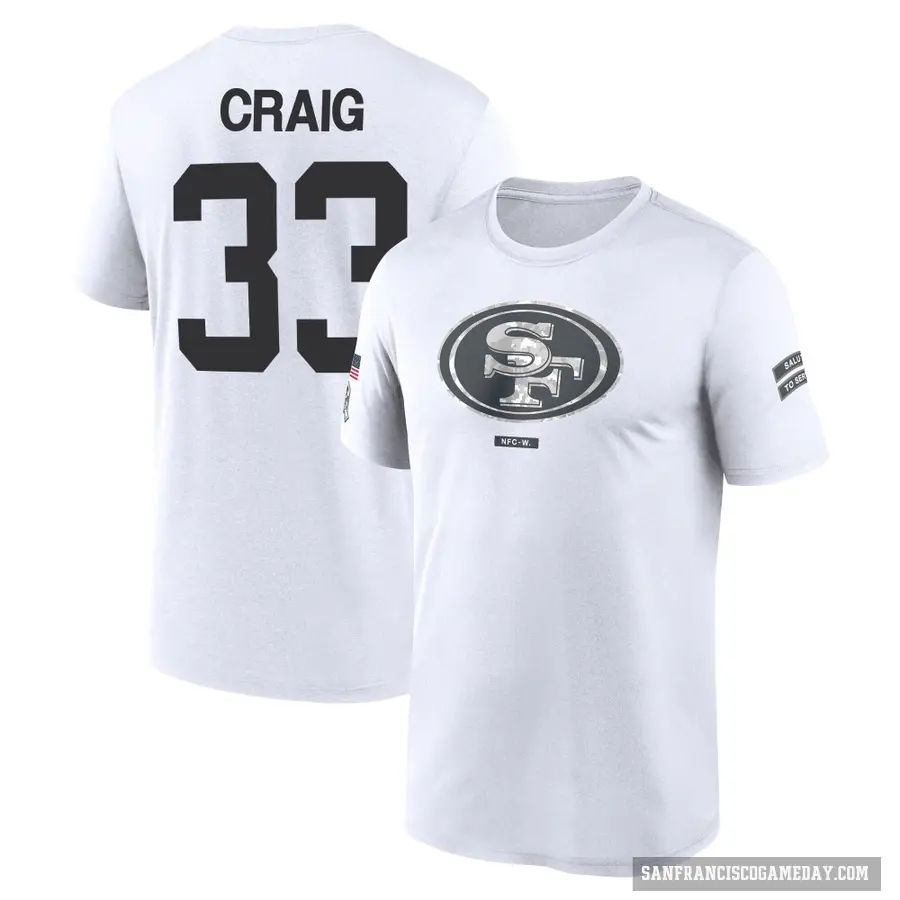 Youth ＃33 Roger Craig San Francisco 49ers White 2024 Salute to Service Performance T-Shirt