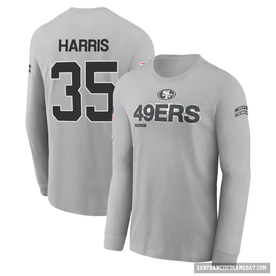 Youth ＃35 Erik Harris San Francisco 49ers Gray 2024 Salute to Service Long Sleeve T-Shirt