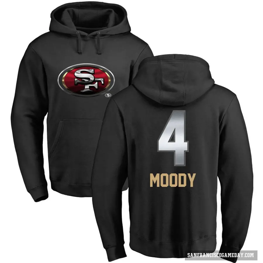 Youth ＃4 Jake Moody San Francisco 49ers Black Midnight Mascot Pullover Hoodie