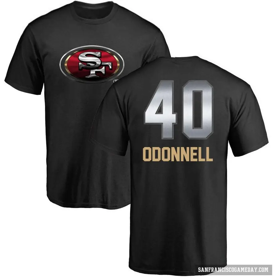 Youth ＃40 Pat O'Donnell San Francisco 49ers Black Midnight Mascot T-Shirt