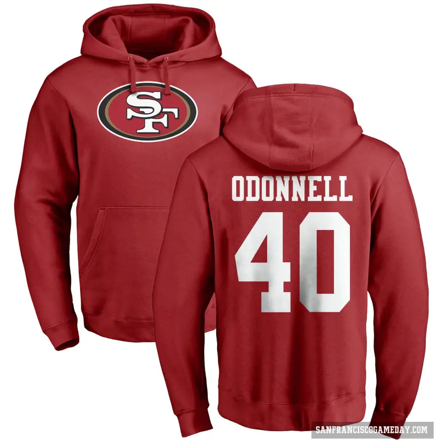 Youth ＃40 Pat O'Donnell San Francisco 49ers Red Pro Line Logo Pullover Hoodie