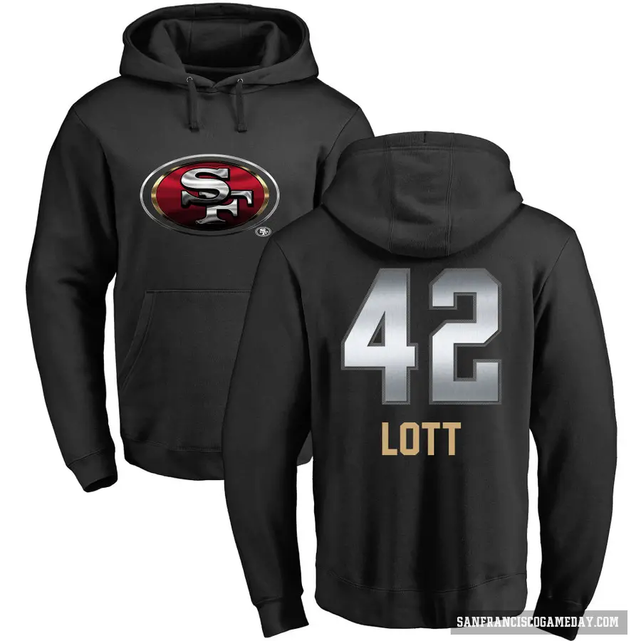 Youth ＃42 Ronnie Lott San Francisco 49ers Black Midnight Mascot Pullover Hoodie
