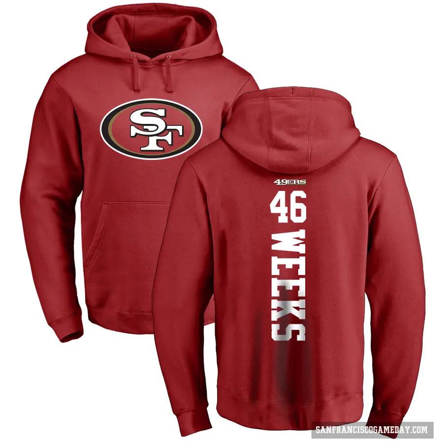 Youth ＃46 Jon Weeks San Francisco 49ers Red Pro Line Backer Pullover Hoodie