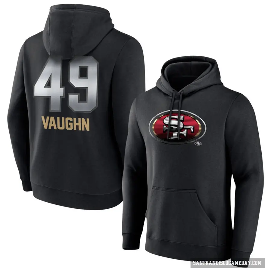 Youth ＃49 Ke'Shawn Vaughn San Francisco 49ers Black Midnight Mascot Pullover Hoodie