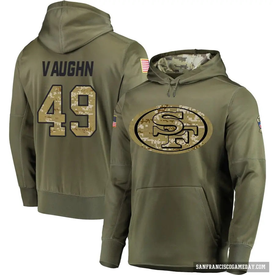 Youth ＃49 Ke'Shawn Vaughn San Francisco 49ers Olive Salute to Service Pullover Hoodie