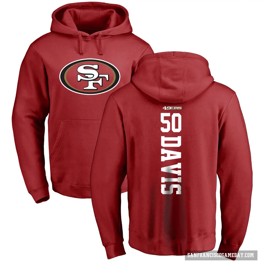 Youth ＃50 Khalil Davis San Francisco 49ers Red Pro Line Backer Pullover Hoodie
