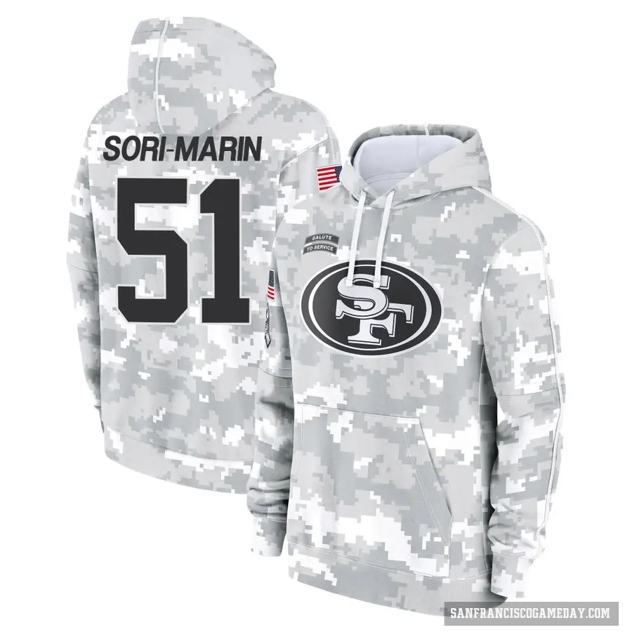 Youth ＃51 Mariano Sori-Marin San Francisco 49ers Arctic Camo 2024 Salute to Service Club Fleece Pullover Hoodie