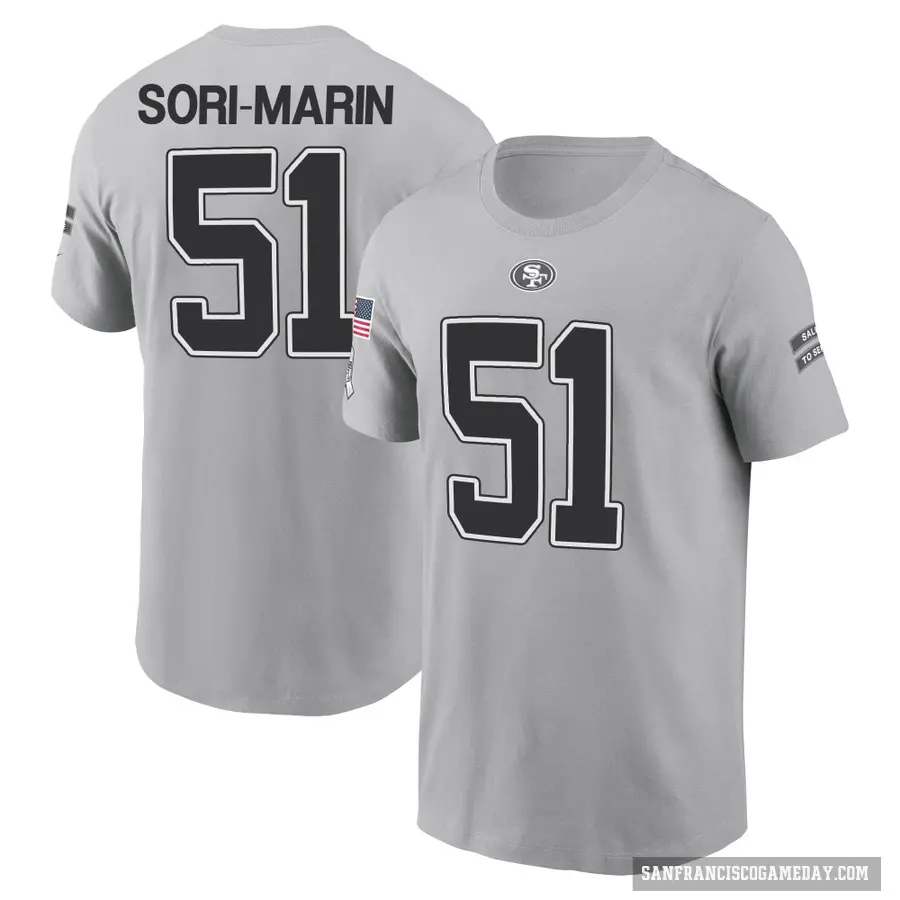Youth ＃51 Mariano Sori-Marin San Francisco 49ers Gray 2024 Salute to Service T-Shirt