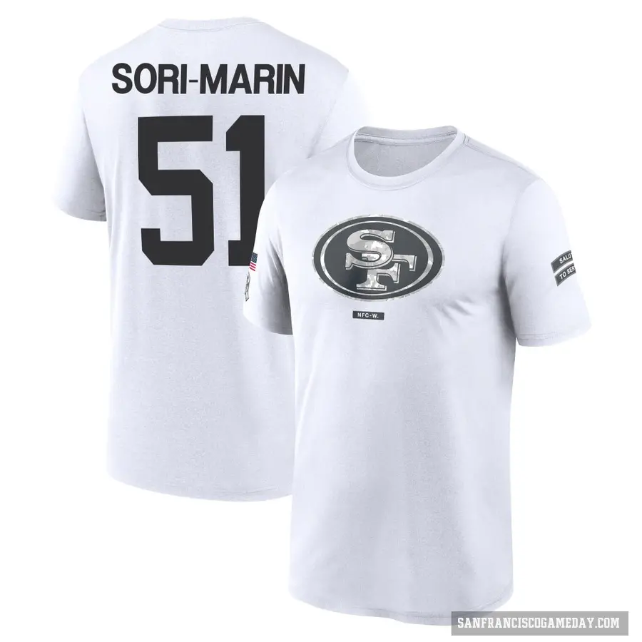 Youth ＃51 Mariano Sori-Marin San Francisco 49ers White 2024 Salute to Service Performance T-Shirt