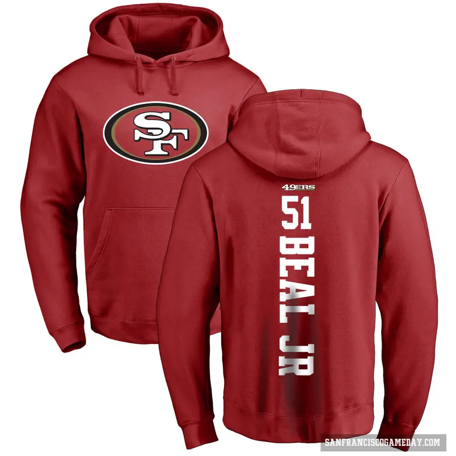 Youth ＃51 Robert Beal Jr. San Francisco 49ers Red Pro Line Backer Pullover Hoodie