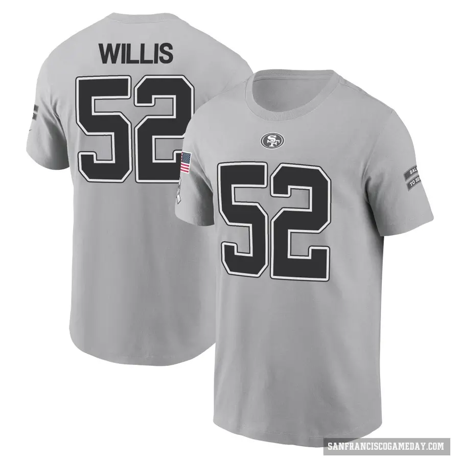 Youth ＃52 Patrick Willis San Francisco 49ers Gray 2024 Salute to Service T-Shirt