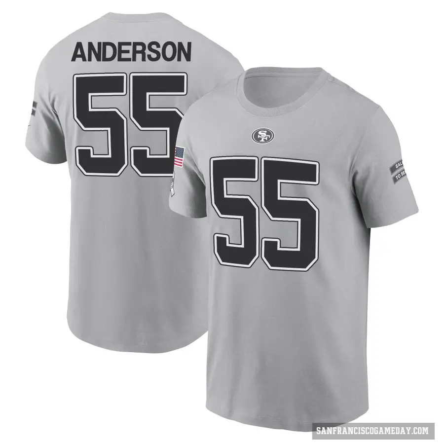 Youth ＃55 Evan Anderson San Francisco 49ers Gray 2024 Salute to Service T-Shirt