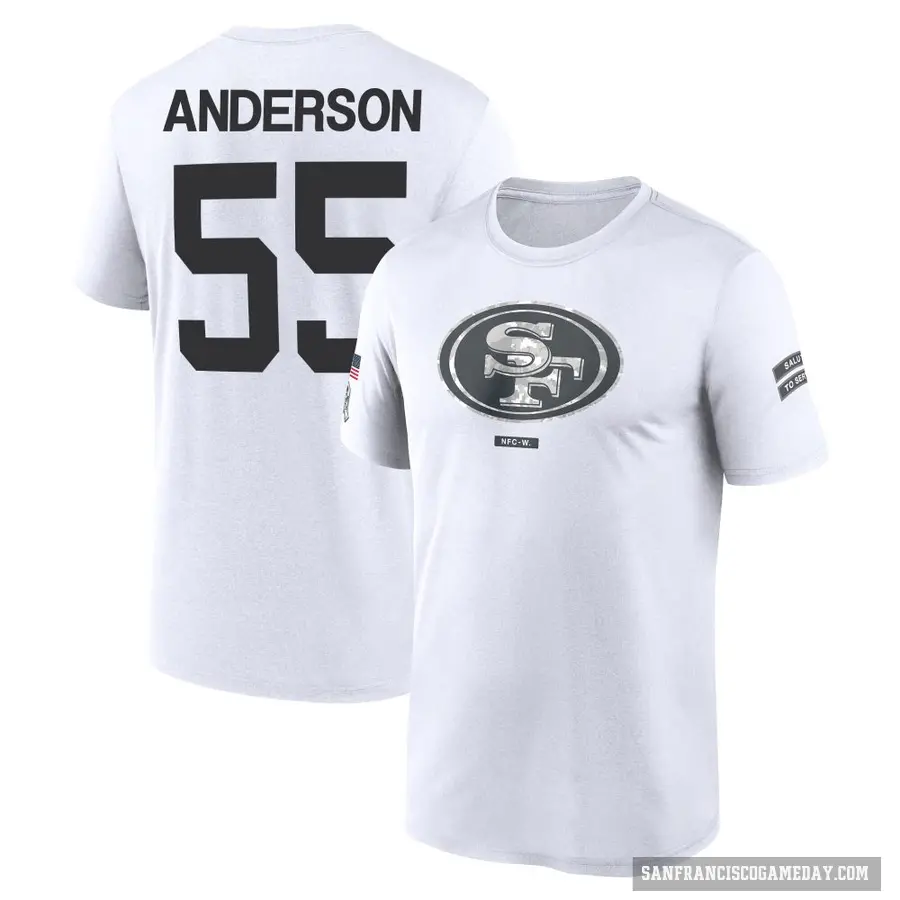 Youth ＃55 Evan Anderson San Francisco 49ers White 2024 Salute to Service Performance T-Shirt
