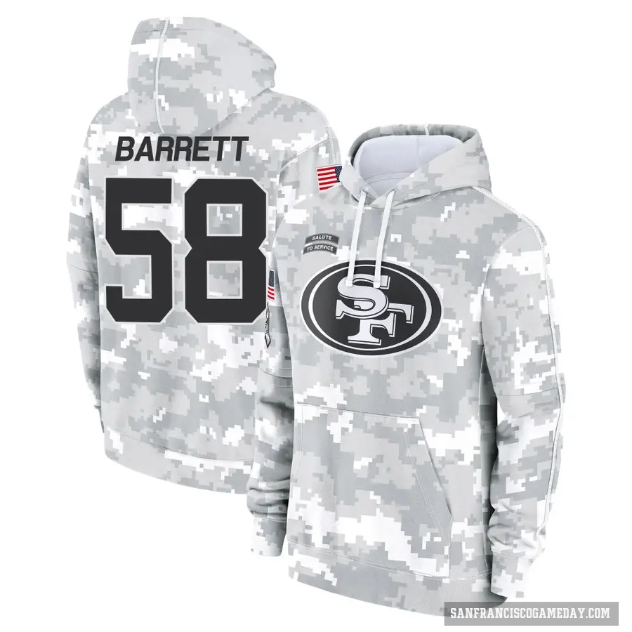 Youth ＃58 Alex Barrett San Francisco 49ers Arctic Camo 2024 Salute to Service Club Fleece Pullover Hoodie