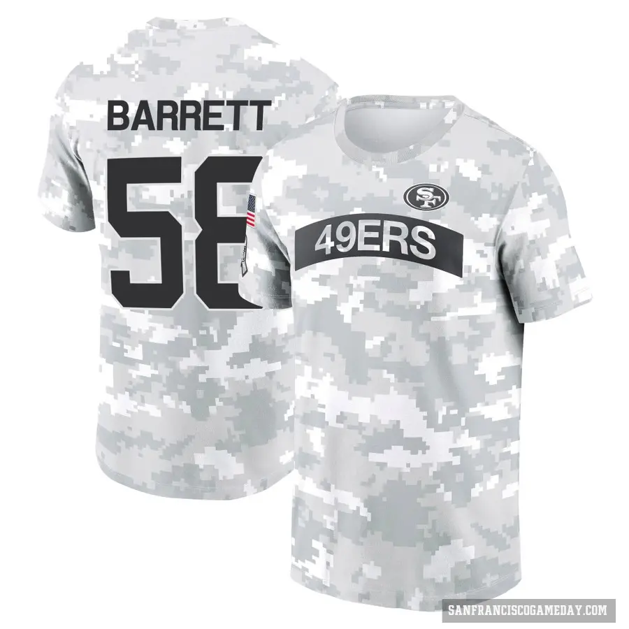 Youth ＃58 Alex Barrett San Francisco 49ers Camo Arctic 2024 Salute to Service Performance T-Shirt