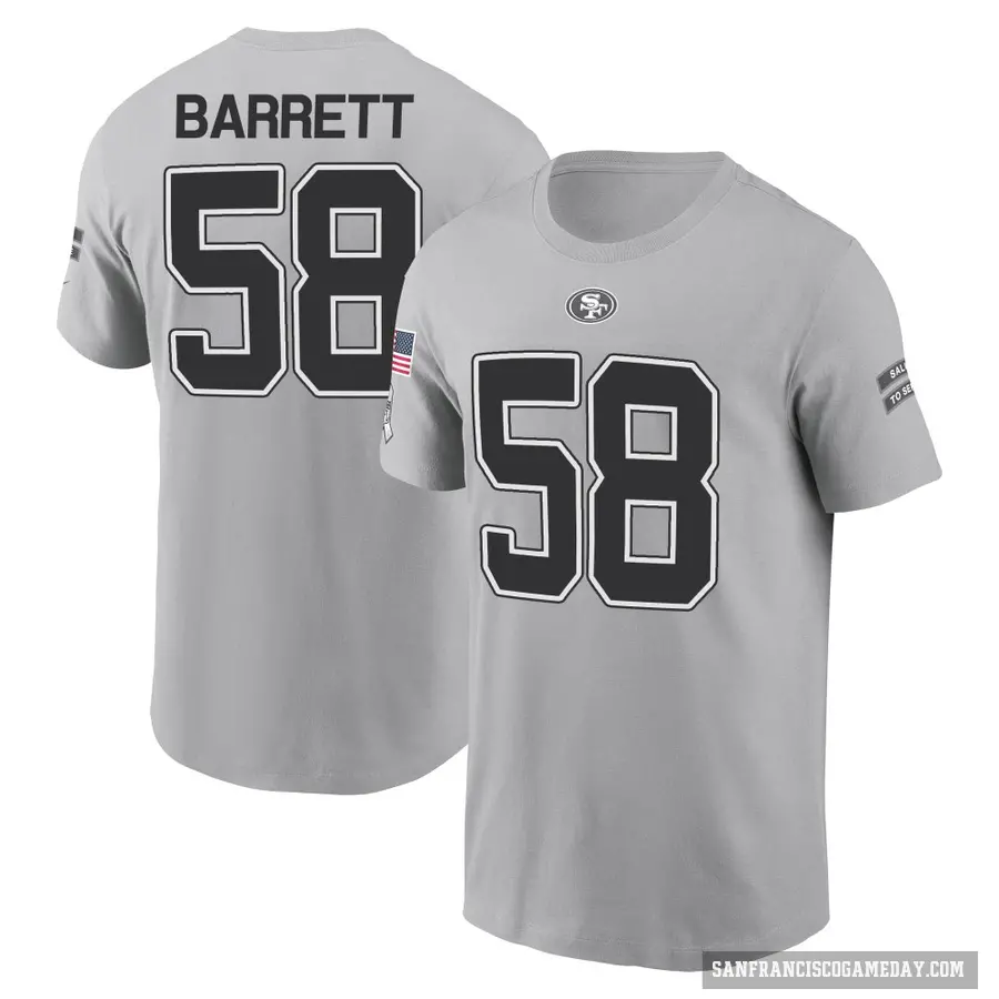 Youth ＃58 Alex Barrett San Francisco 49ers Gray 2024 Salute to Service T-Shirt