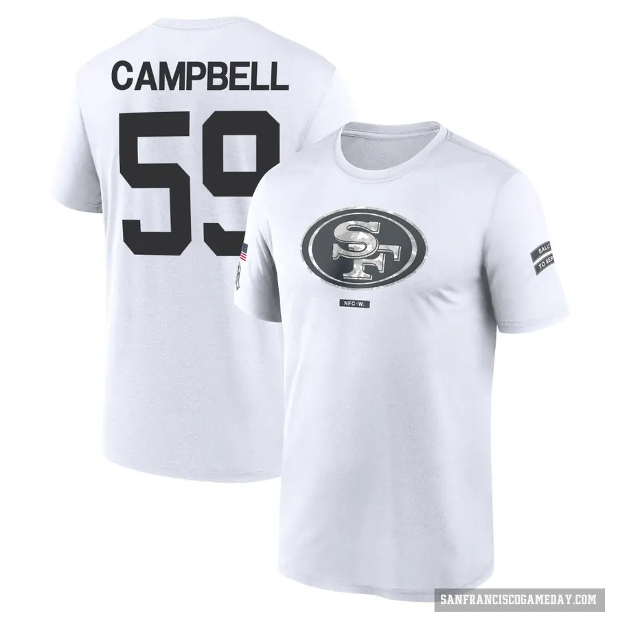 Youth ＃59 De'Vondre Campbell San Francisco 49ers White 2024 Salute to Service Performance T-Shirt