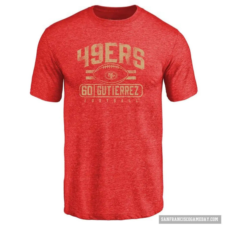 Youth ＃60 Sebastian Gutierrez San Francisco 49ers Red Flanker T-Shirt