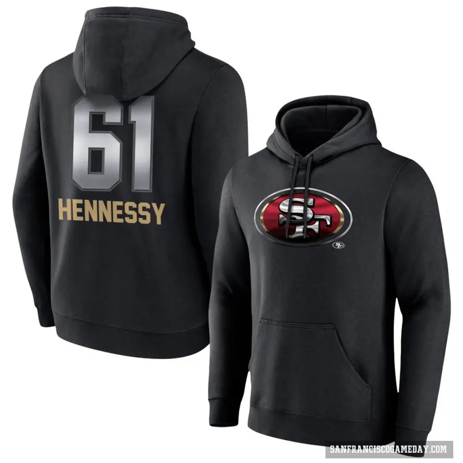 Youth ＃61 Matt Hennessy San Francisco 49ers Black Midnight Mascot Pullover Hoodie