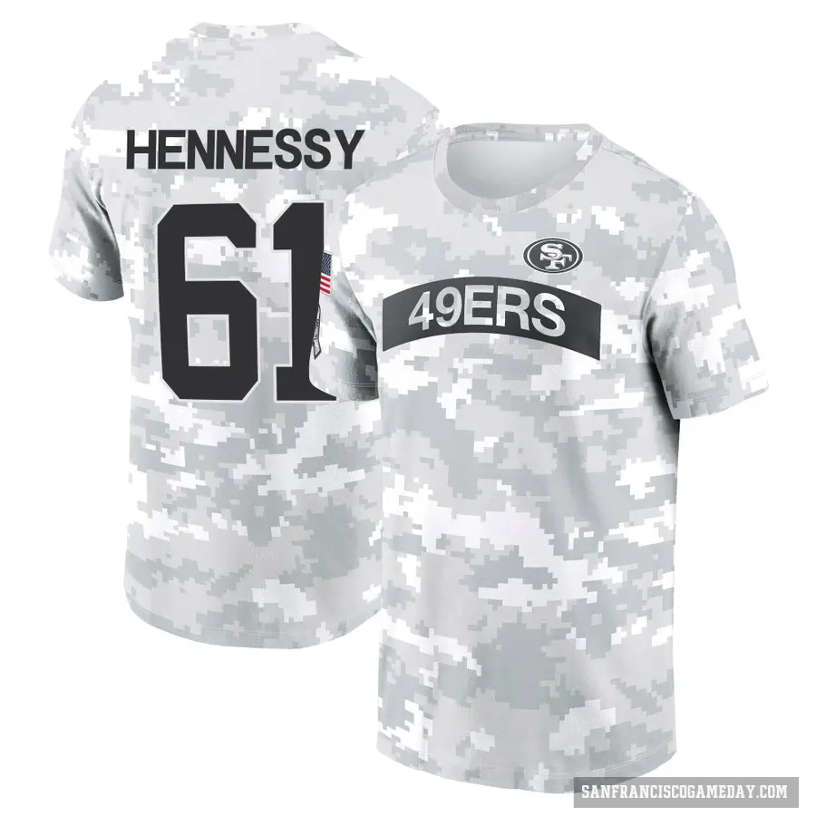 Youth ＃61 Matt Hennessy San Francisco 49ers Camo Arctic 2024 Salute to Service Performance T-Shirt