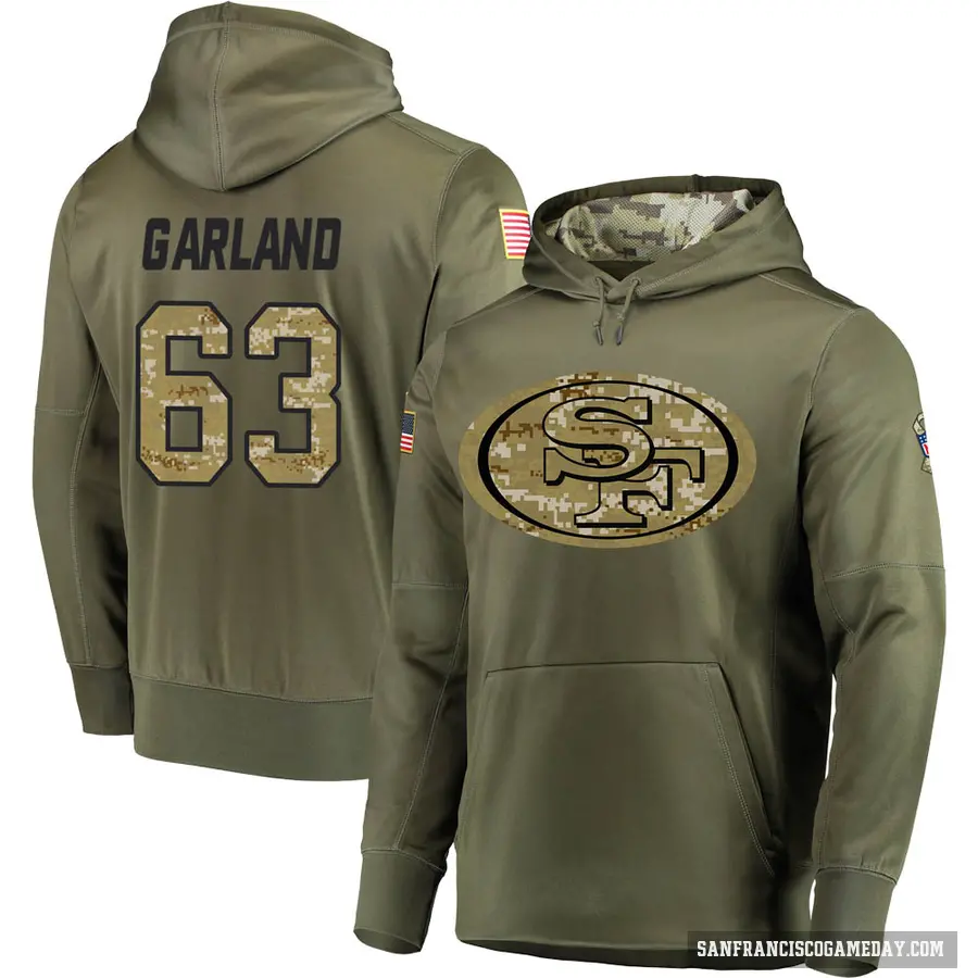 Youth ＃63 Ben Garland San Francisco 49ers Olive Salute to Service Pullover Hoodie