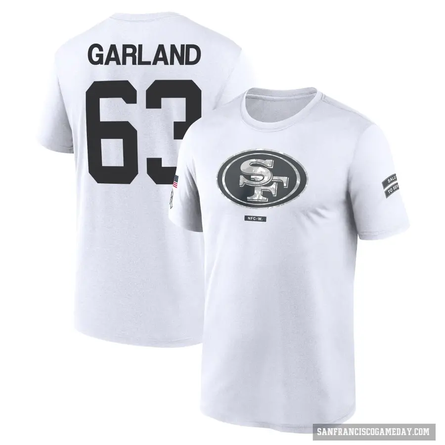 Youth ＃63 Ben Garland San Francisco 49ers White 2024 Salute to Service Performance T-Shirt