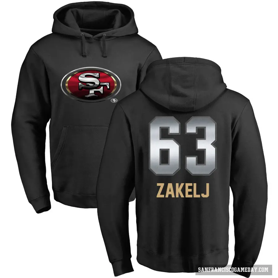 Youth ＃63 Nick Zakelj San Francisco 49ers Black Midnight Mascot Pullover Hoodie