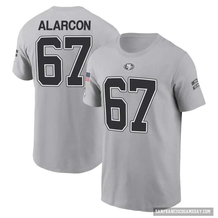 Youth ＃67 Isaac Alarcon San Francisco 49ers Gray 2024 Salute to Service T-Shirt