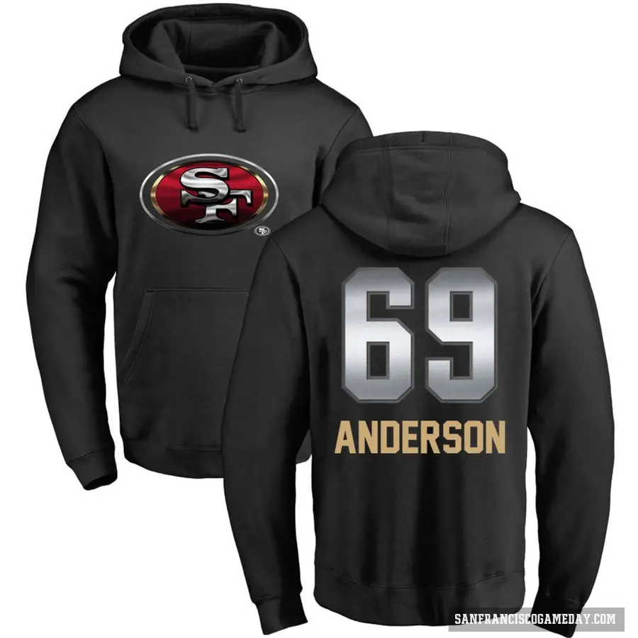 Youth ＃69 Evan Anderson San Francisco 49ers Black Midnight Mascot Pullover Hoodie