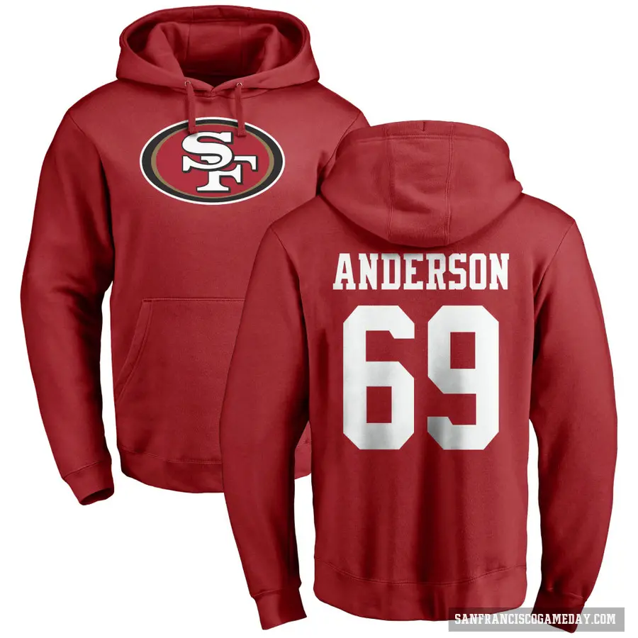 Youth ＃69 Evan Anderson San Francisco 49ers Red Pro Line Logo Pullover Hoodie