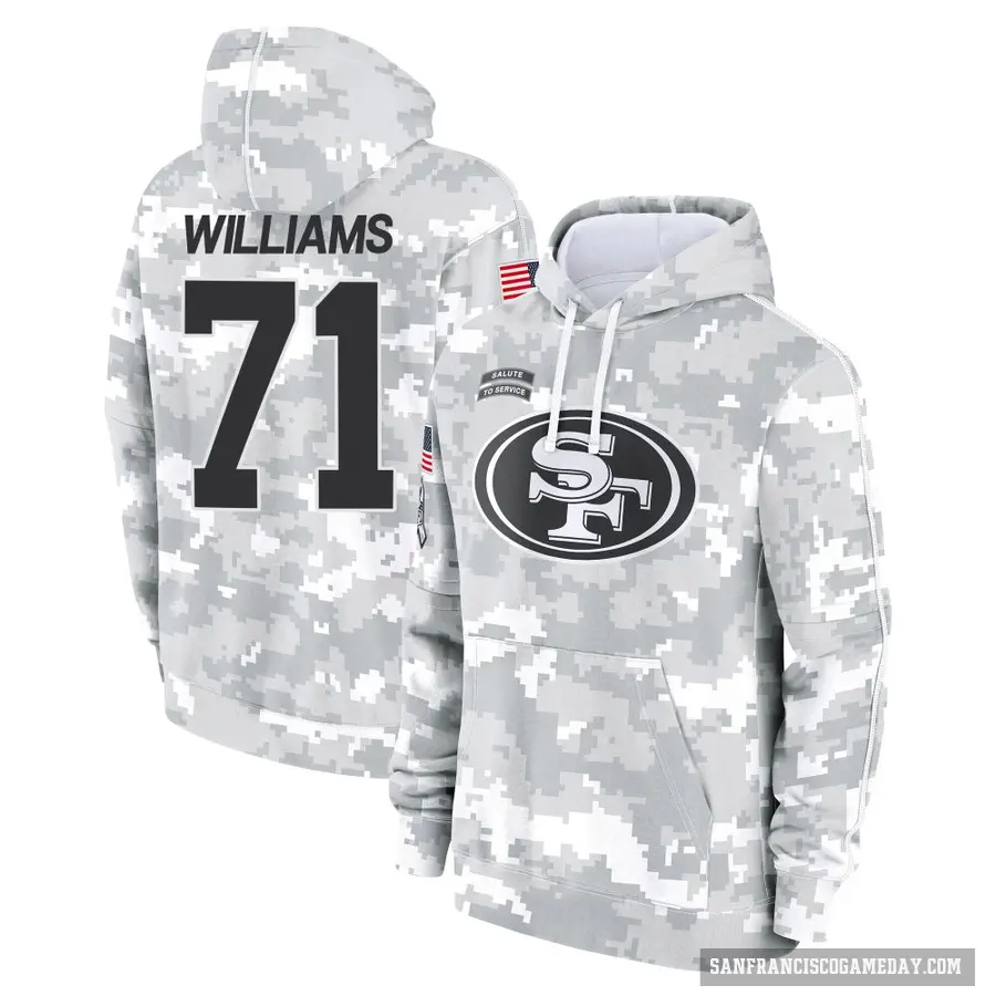 Youth ＃71 Trent Williams San Francisco 49ers Arctic Camo 2024 Salute to Service Club Fleece Pullover Hoodie